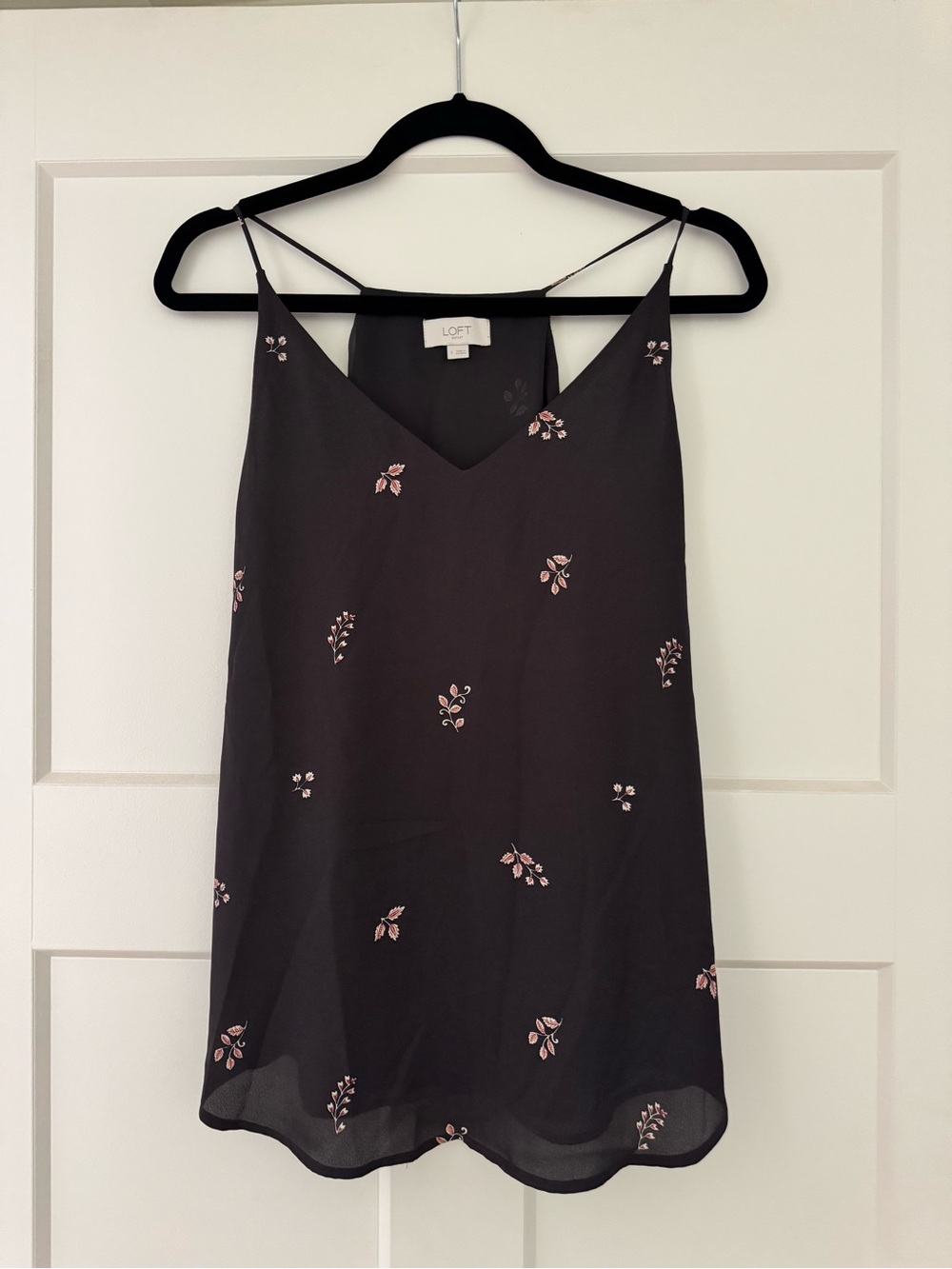 LOFT Outlet Navy Top with Subtle Floral Detail